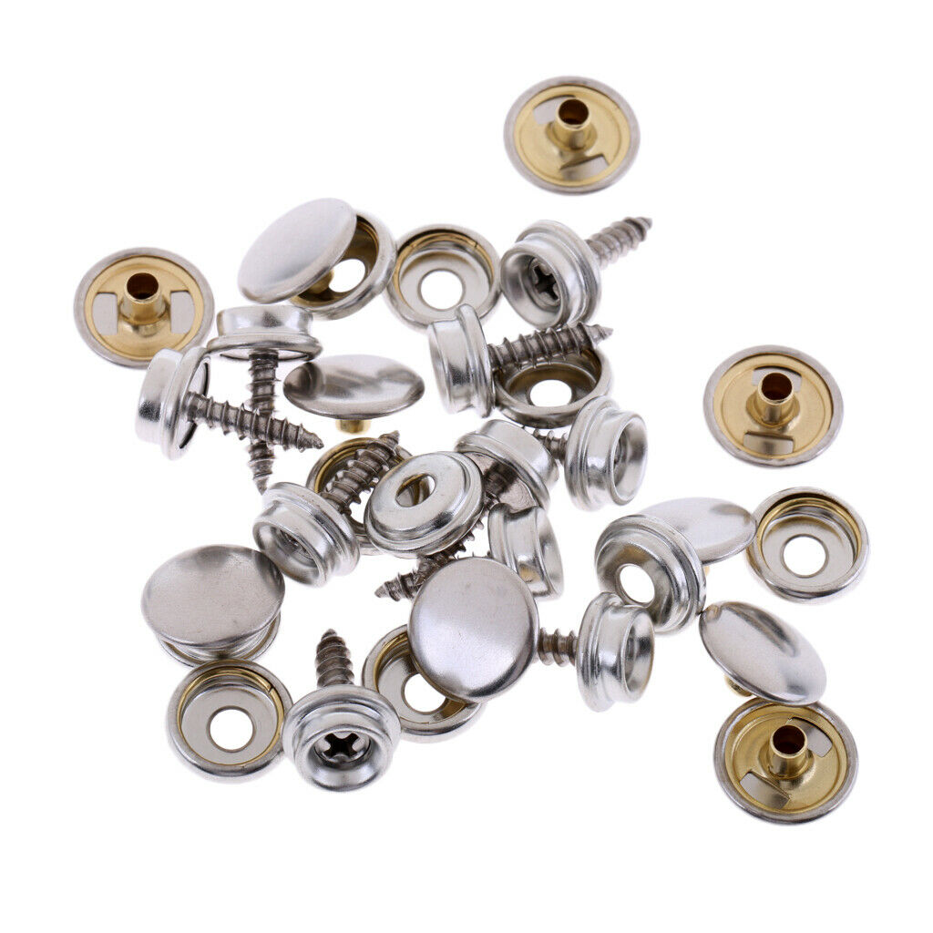 10Pcs Stainless Boat Cover/Canopy Fittings Snap Fastener Screw Stud Sockets