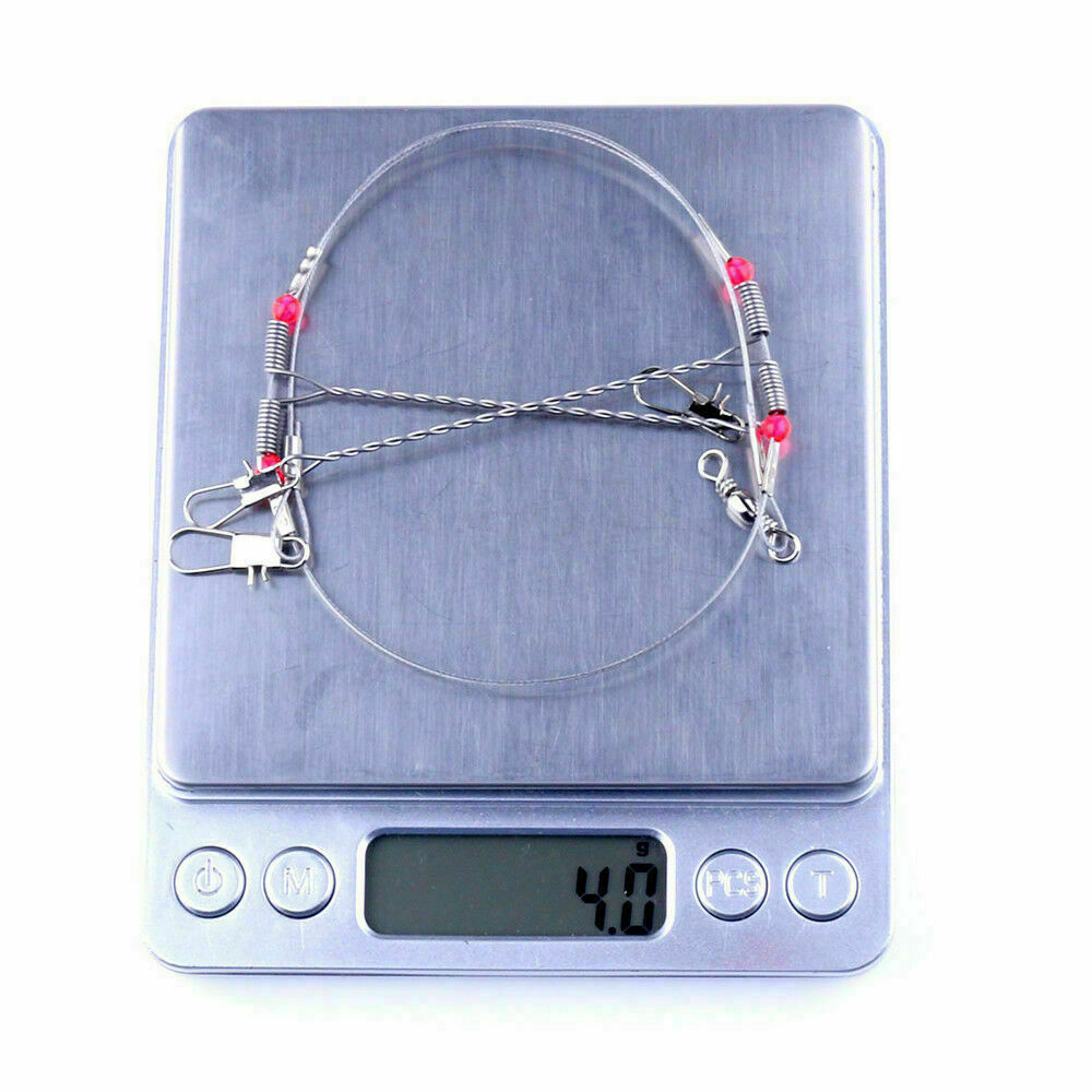 10X Fish Hook Rope Wire Fishing Wire Line Leader Trace With Snap Safety Snaps