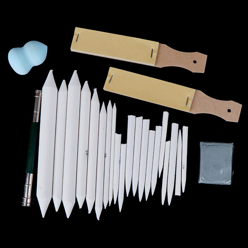 25Pcs Sharpen Blending Smudge Stick Erasable Pencil Set Art Sketch Tool  J G Tt