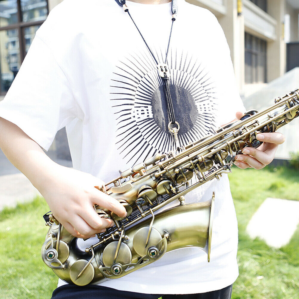 Saxophone Neck Strap Adjustable Leather Shoulder Belt with Metal Buckle  @
