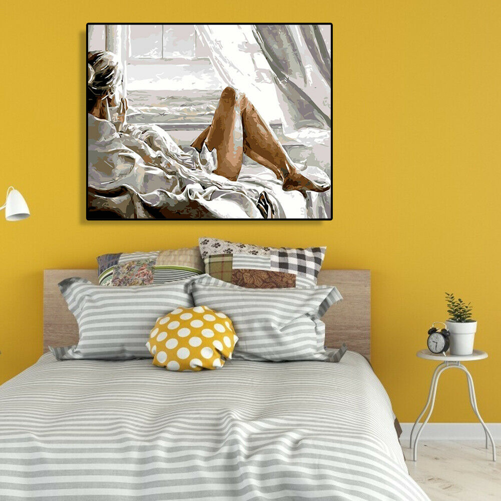 Painting By Numbers Kit DIY Sexy Beauty Hand Painted Canvas Oil Art Picture @