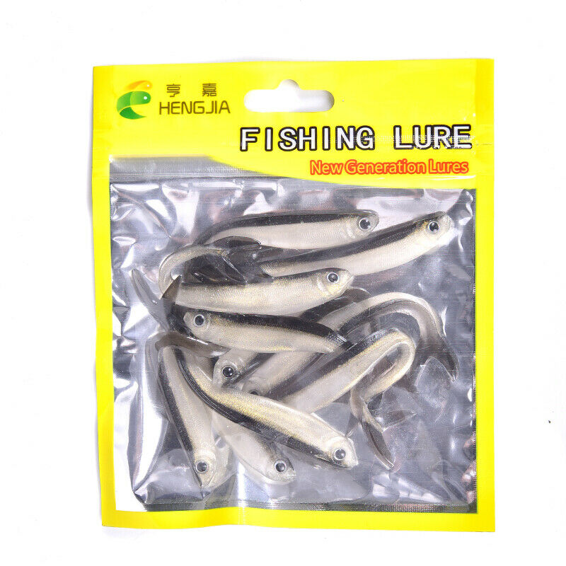 10X 80mm Soft Fishing Lure Minnow Saltwater Freshwater Worms Artificial Bait NL