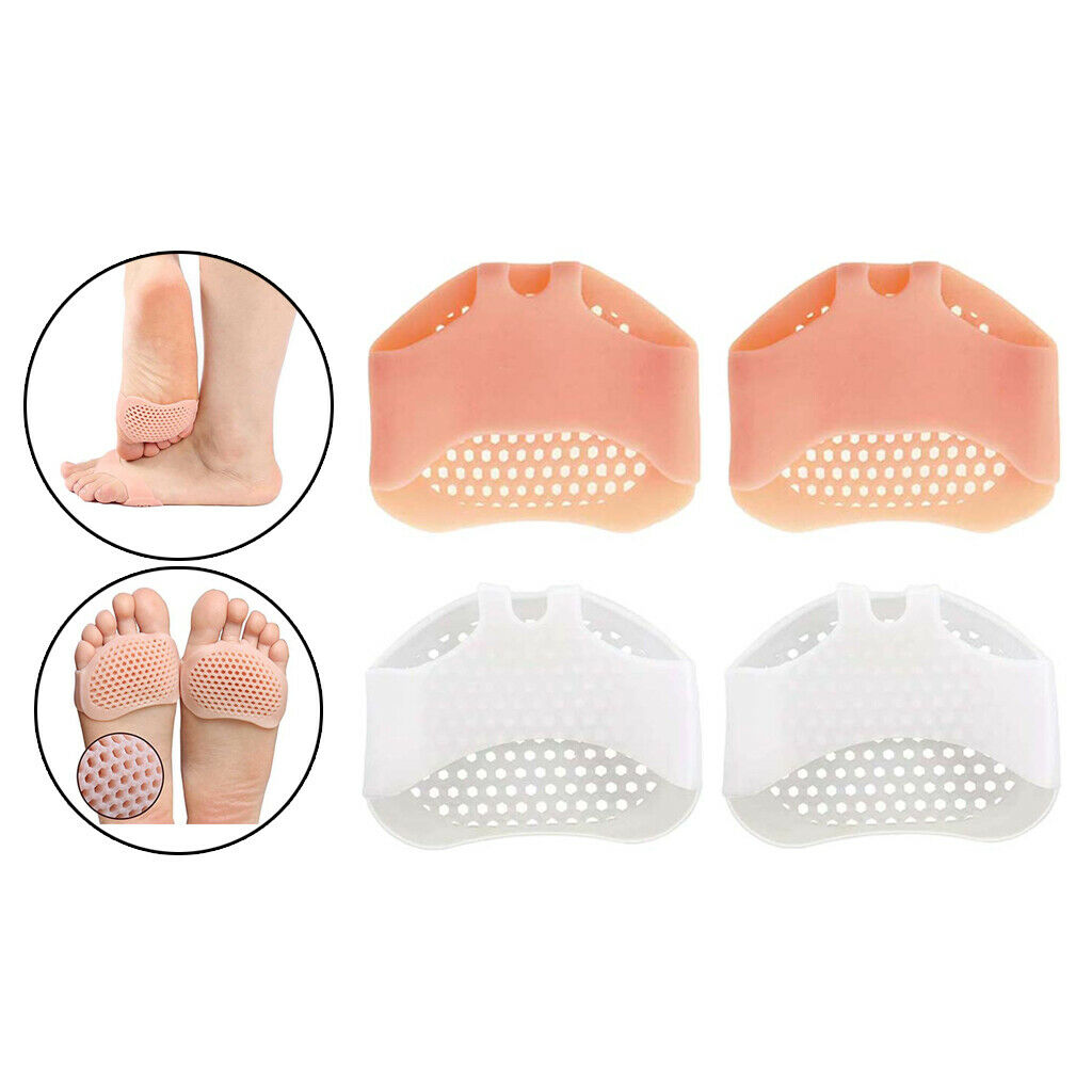 2 Pairs Set Unisex Silicone Ball of Foot Pads Reusable Metatarsal Pads