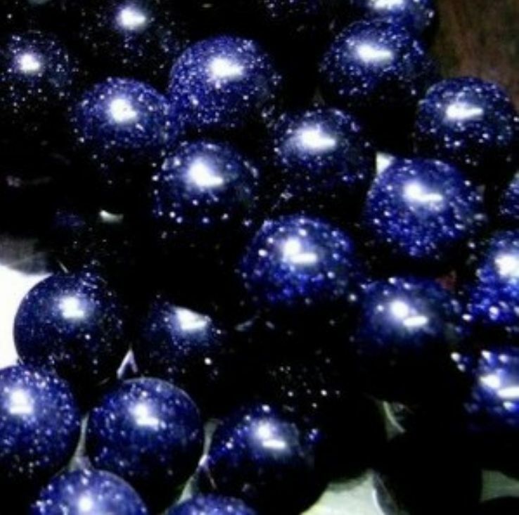 10mm Galaxy Staras Blue Sand Sun Sitara Loose Bead 15"