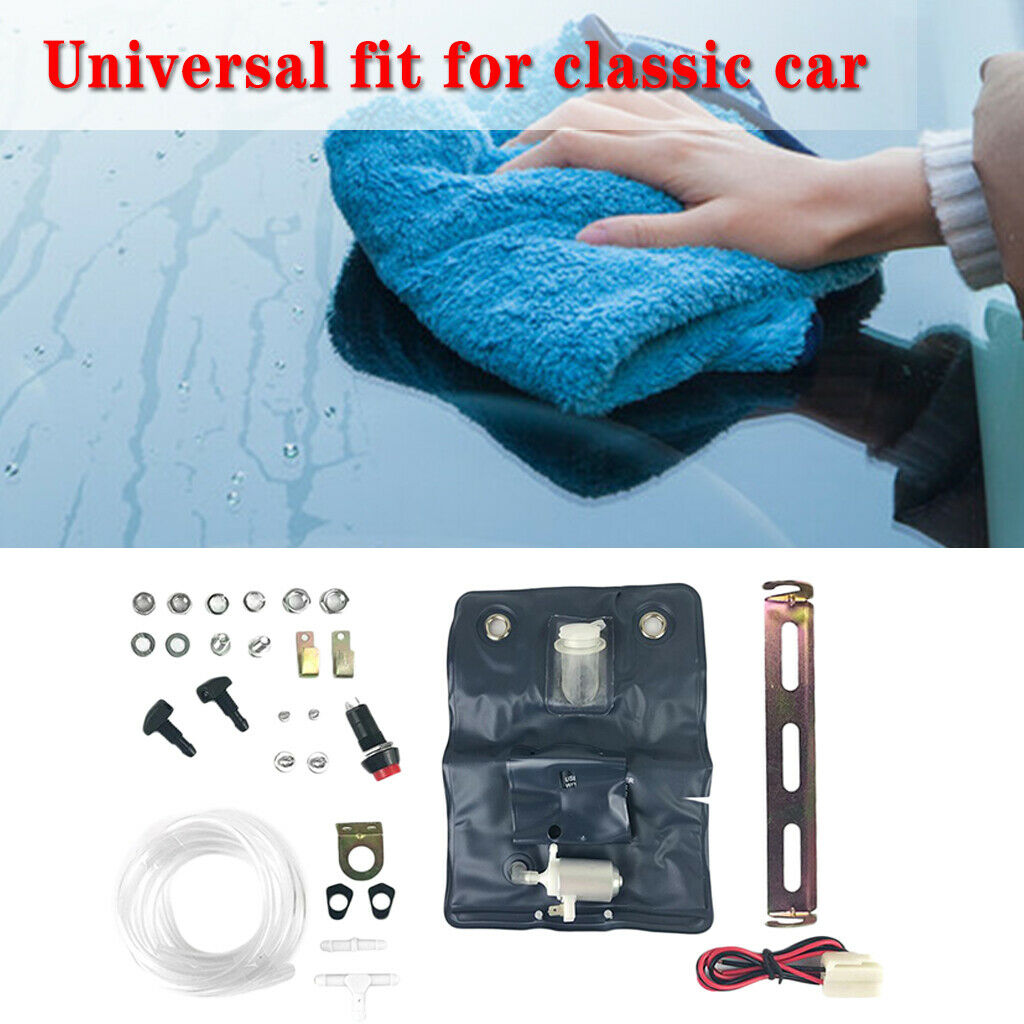 12V Universal Windscreen Washer Bottle With Mounting Bracket For Classic Car