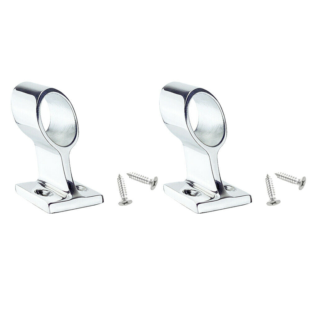 2xMirror Polished Stainless Steel Marine Railing Handrail Pipe Tube Base Fitting