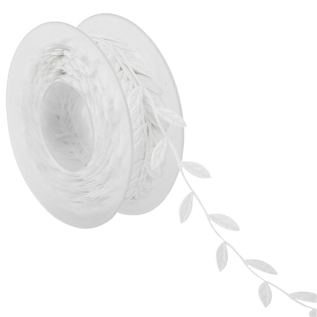 15m Leaves Ribbon Trim Wreath for Wedding Wall Crafts Party Decor White