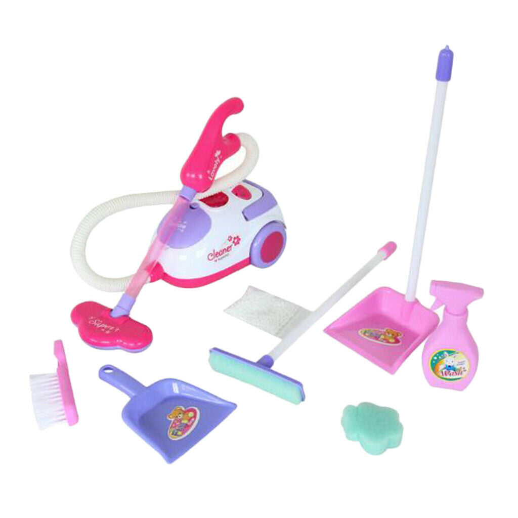 Pretend Play Vacuum Cleaner Set Mini Light Sounds Broom Toys for 3+ Kids