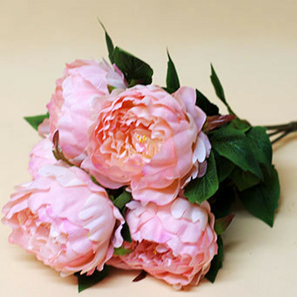 2x Artificial Peony Silk Flower Bouquet Wedding Party DIY Home Office Decor Pink