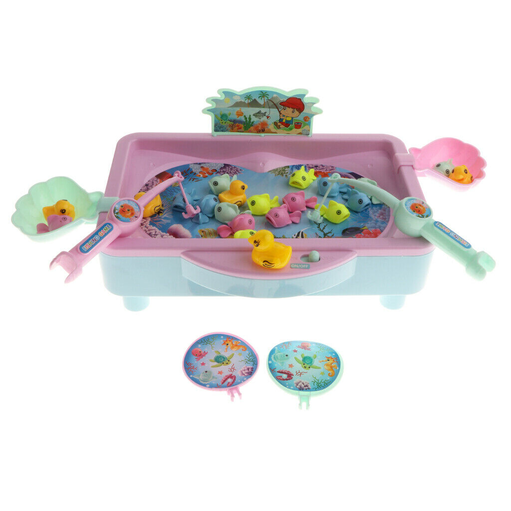 32Pcs Electric Rotating Fish Pool With Light & Music Magnetic Fishing Pole Rod