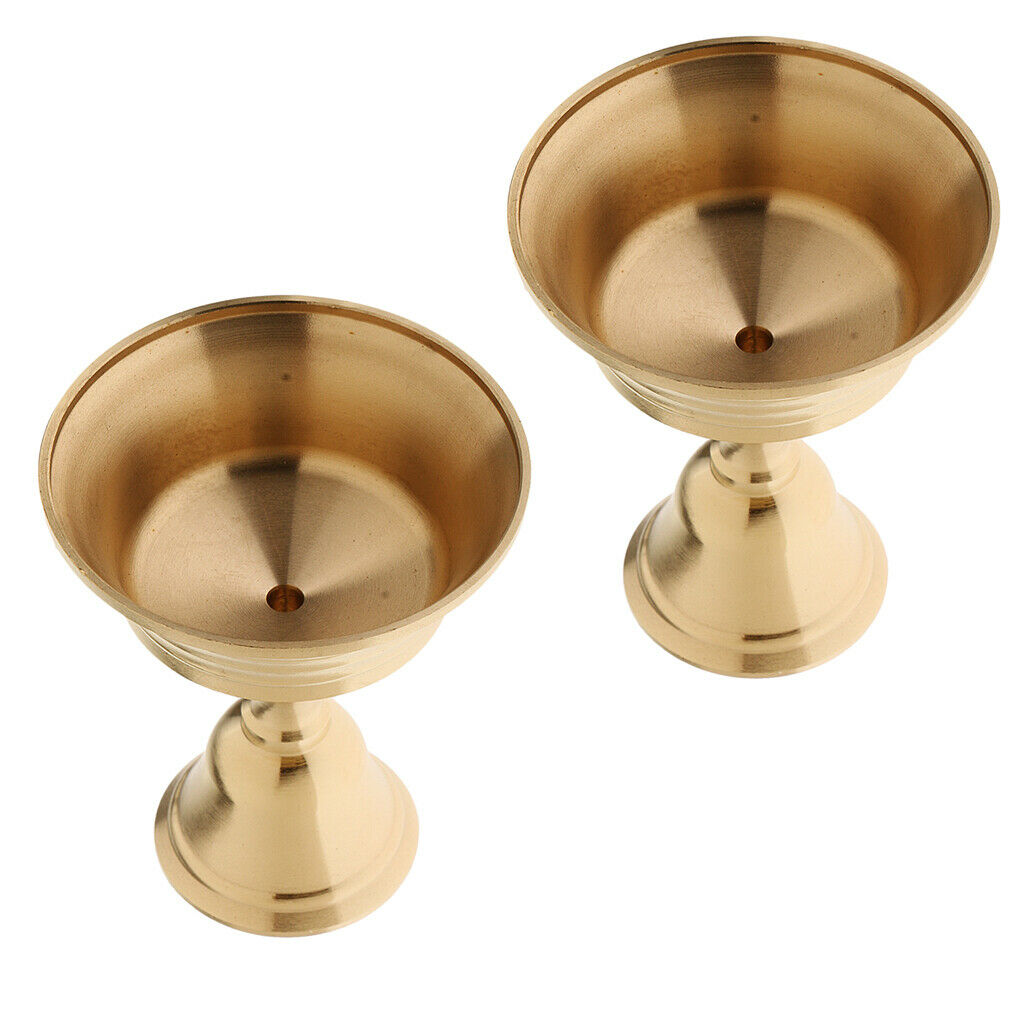 Pack of 2, Thickened Copper Ghee Lamp Candle Holder Buddhism Brass Butter Oil