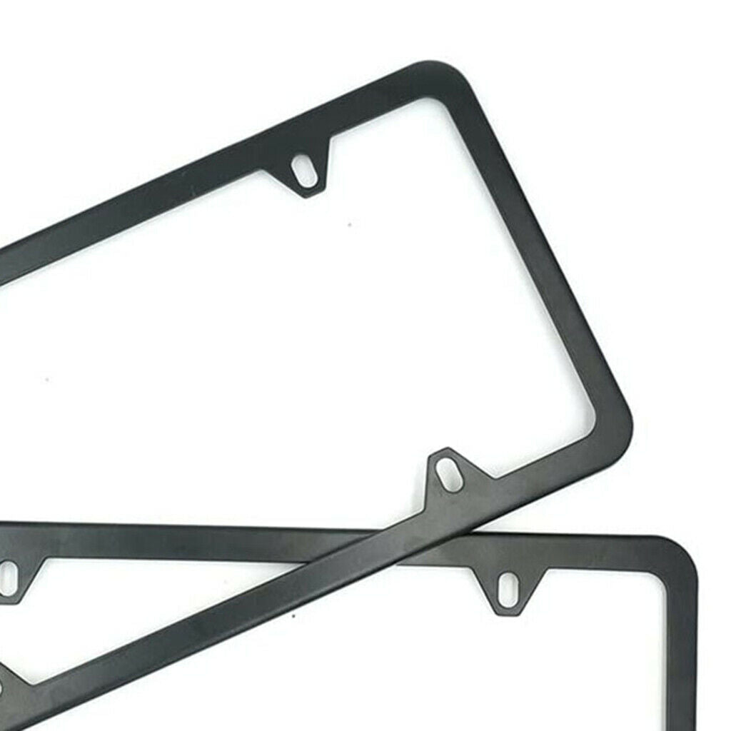 2 Pieces Metal License Plate Frames 4 Holes w/ Screws Caps For Front & Rear