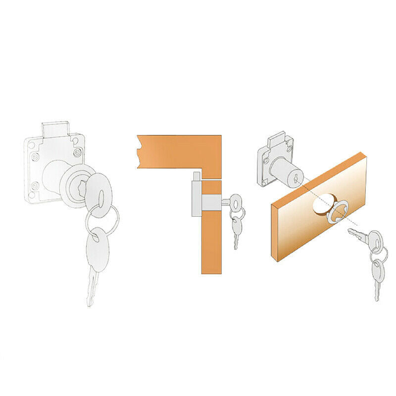 Drawer Locks with 2 Keys Cabinet Lock Rolled Steel Furniture Hardware Cam.l8