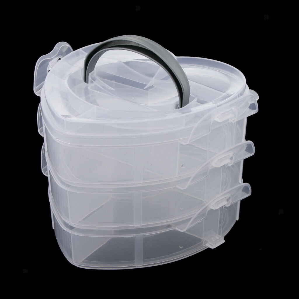 Clear Storage Box Adjustable Dividers 3-Tier Handbag Organizer Case Clear