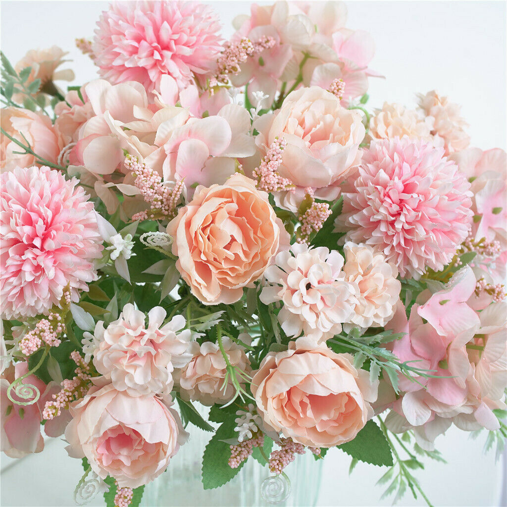2Pcs 7 Head Artificial Peony Flower Bouquet for Home Garden Wedding Party