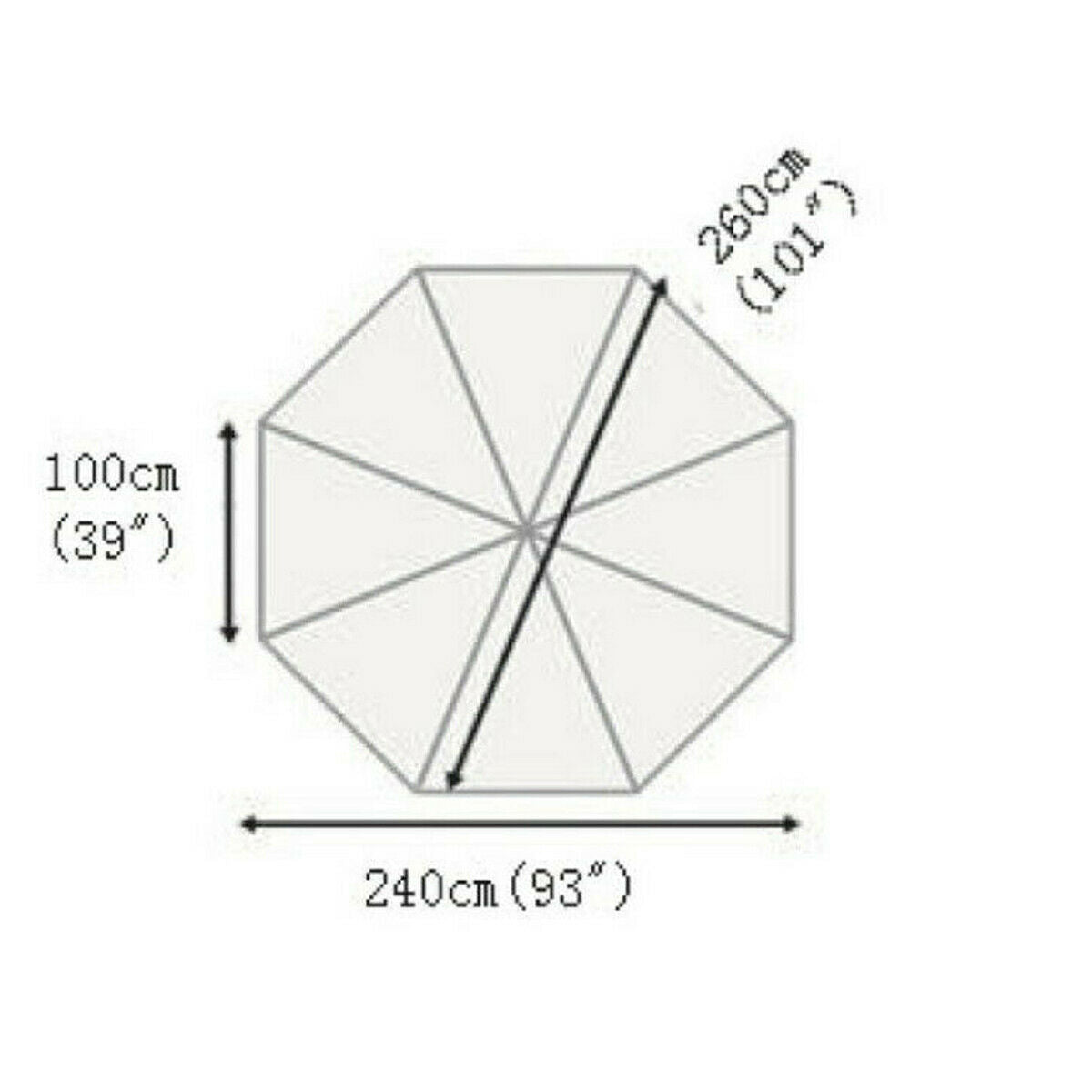 Light Gray Patio Replacement Parasol Canopy Fabric Cover For 8Ribs Umbrella
