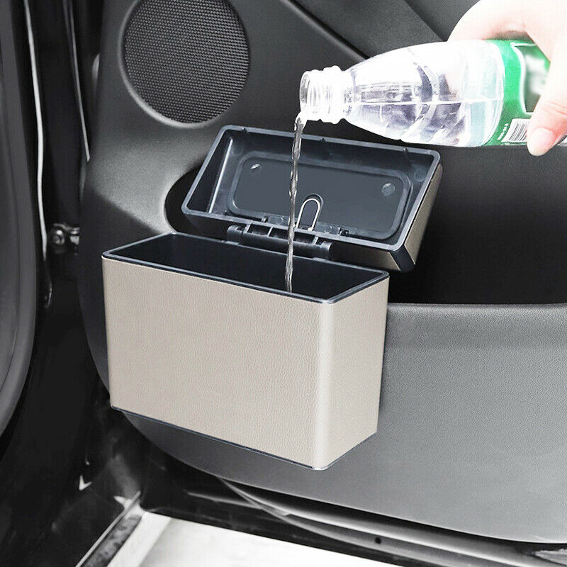 1PCS Car Leather Door Seat Back Hanging Trash Bag Garbage Case Can Waterproof
