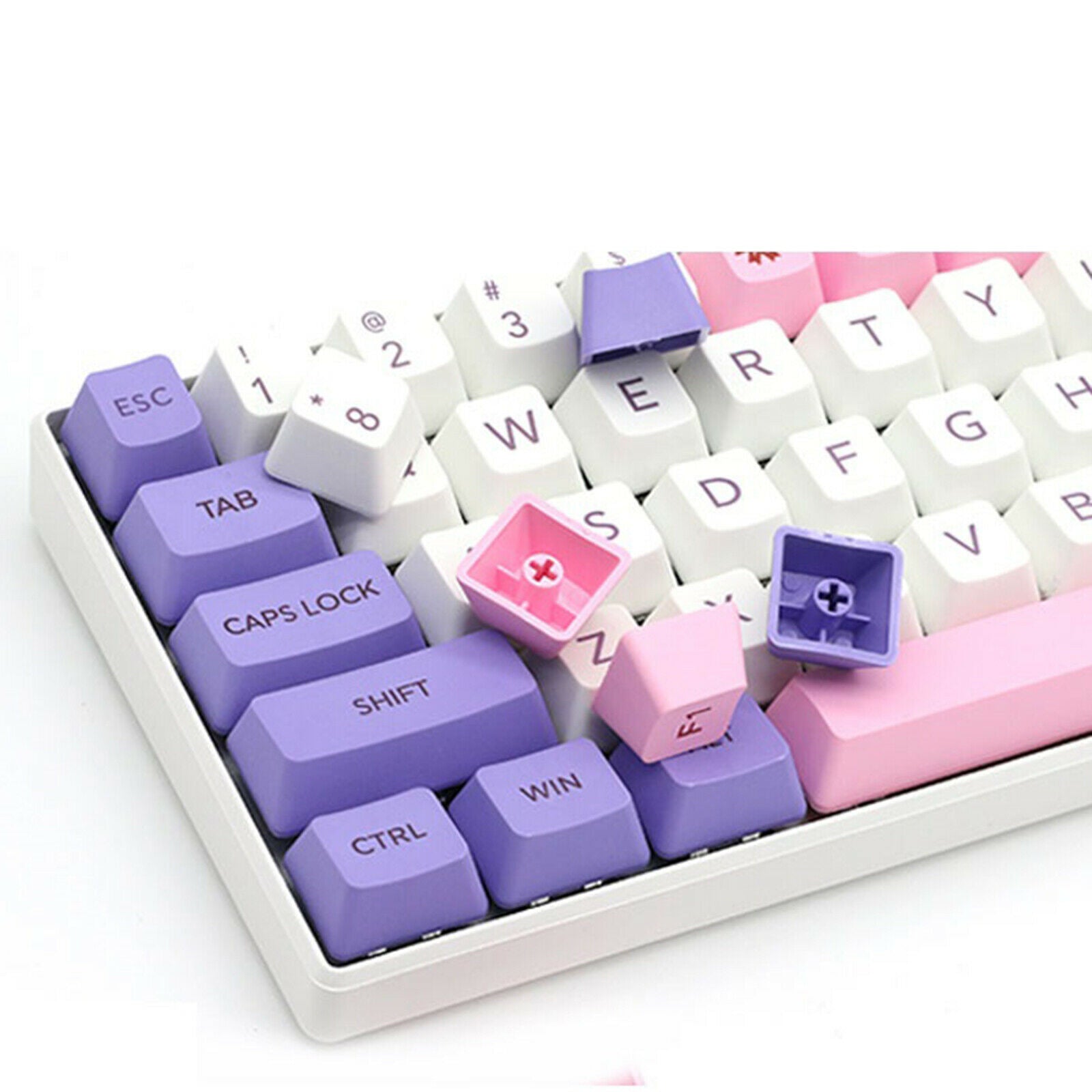 108 Key Mechanical Keyboard Keycaps Pink & Purple Anti-Slip Home Office