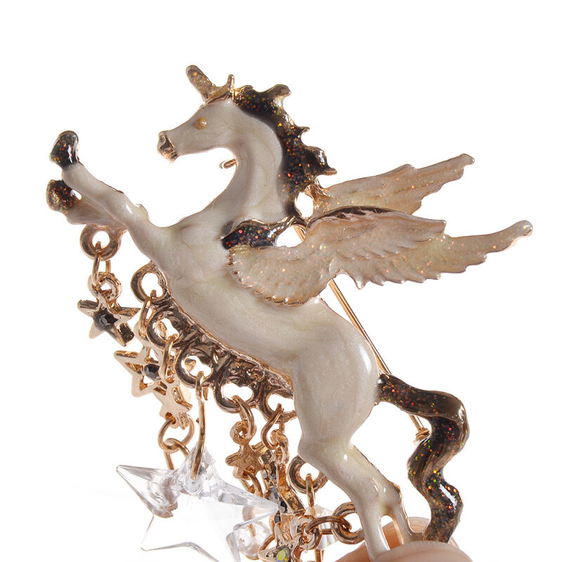 Pegasus Star Charm Breastpin Brooch Pin Tassel Alloy Party Women Jewellery Gift