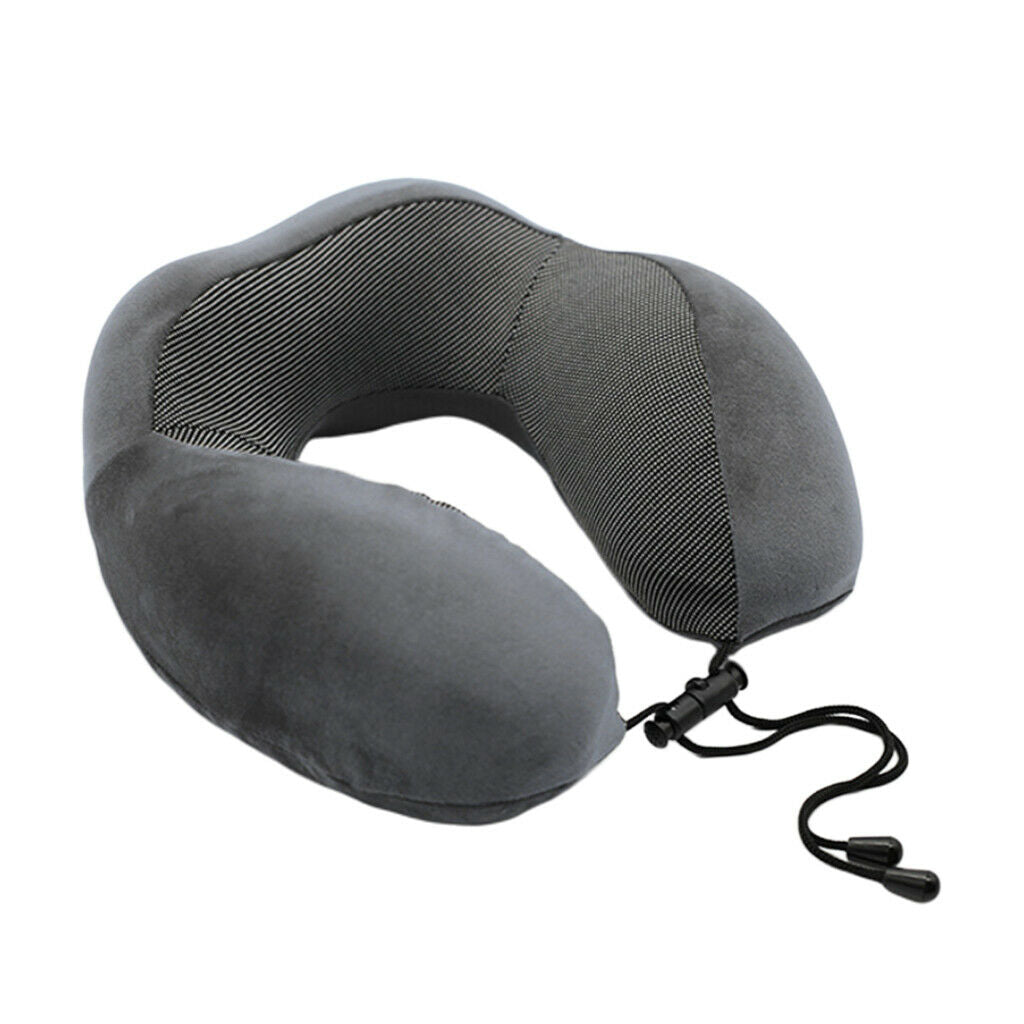 U-Shaped Travel Neck Pillow Adjustable Soft Airplane Car Pillow Dark Grey