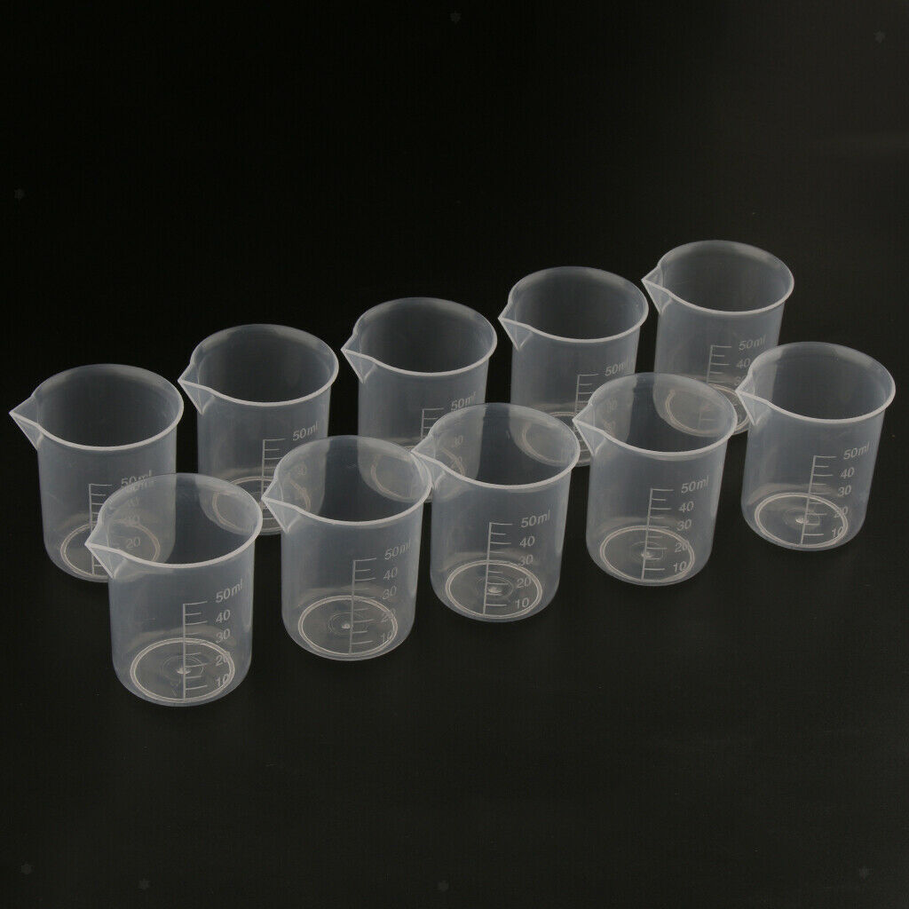 20 Pcs 50ml Plastic Clear Graduated Measuring Cups Beakers for Lab, Kitchen,