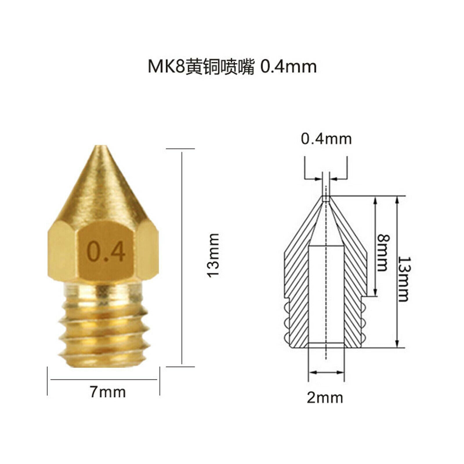 0.4MM MK8 20 pcs Brass Nozzles Kit with 10 Cleaning Needles Accessories for