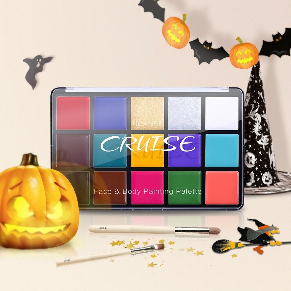 Face & Body Painting Palettes Set 15-Color Halloween Fancy Dress Art Make Up Kit