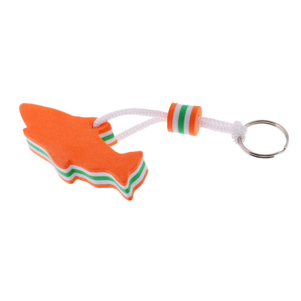2 Pieces Blue and Orange EVA Dolphin Shaped Floating Key Ring Key Chain Key