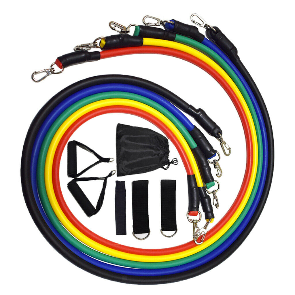 11 Pieces Elastic Resistance Bands Set with Handles Workout Bands Fitness