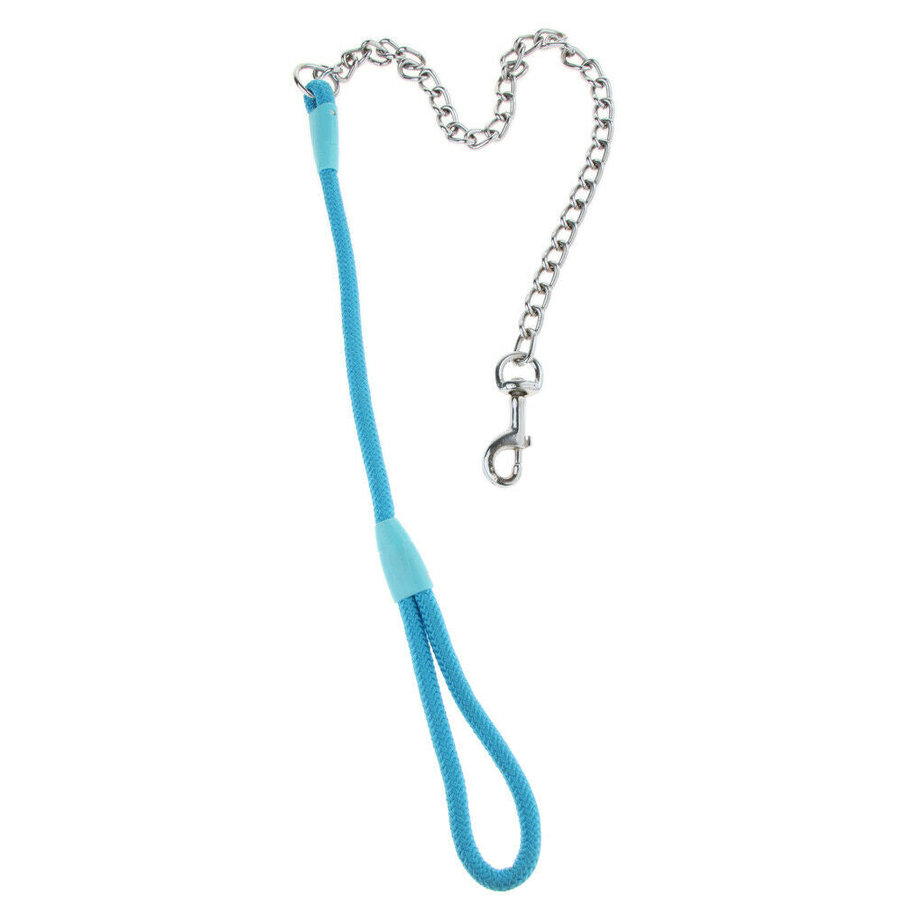Pet Harness Dog Leather Iron Chain Training Rope for Medium Dog Blue