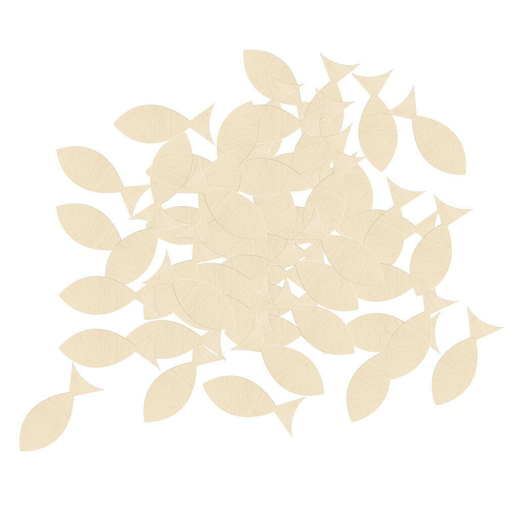 50x Unpainted Fish Wood Chip Discs Hand-painted Labels