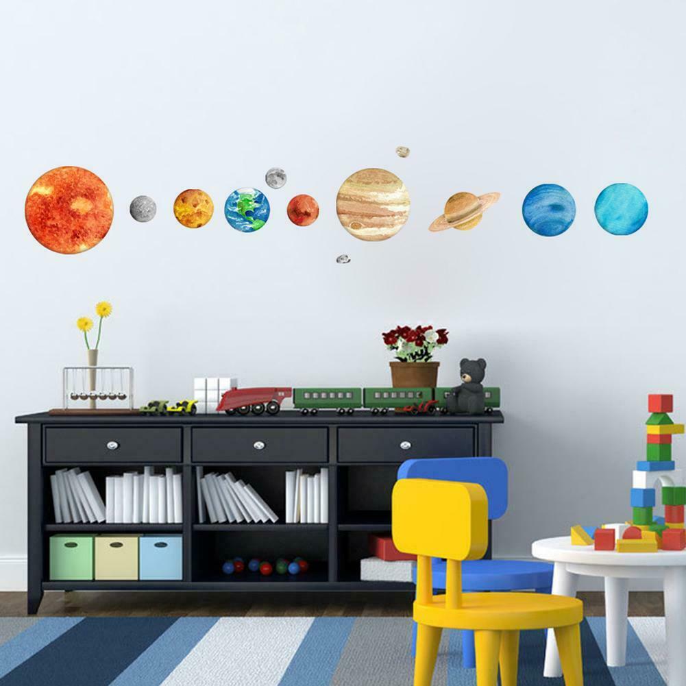 9pcs Planets Luminous Wall Stickers Waterproof DIY Kids Room Decor Gifts @
