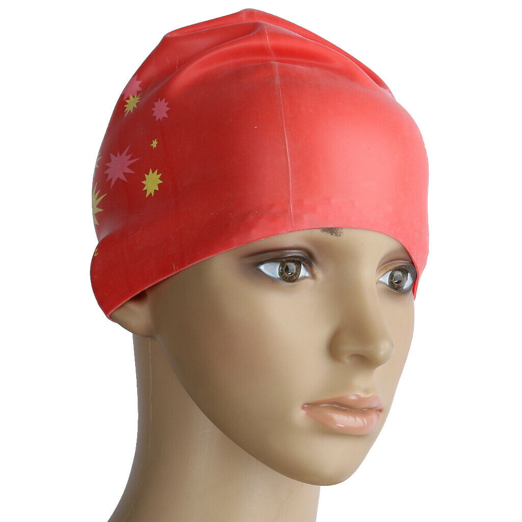 Waterproof Silicone Large Swim   for Long Thick Hair Bathing   Red