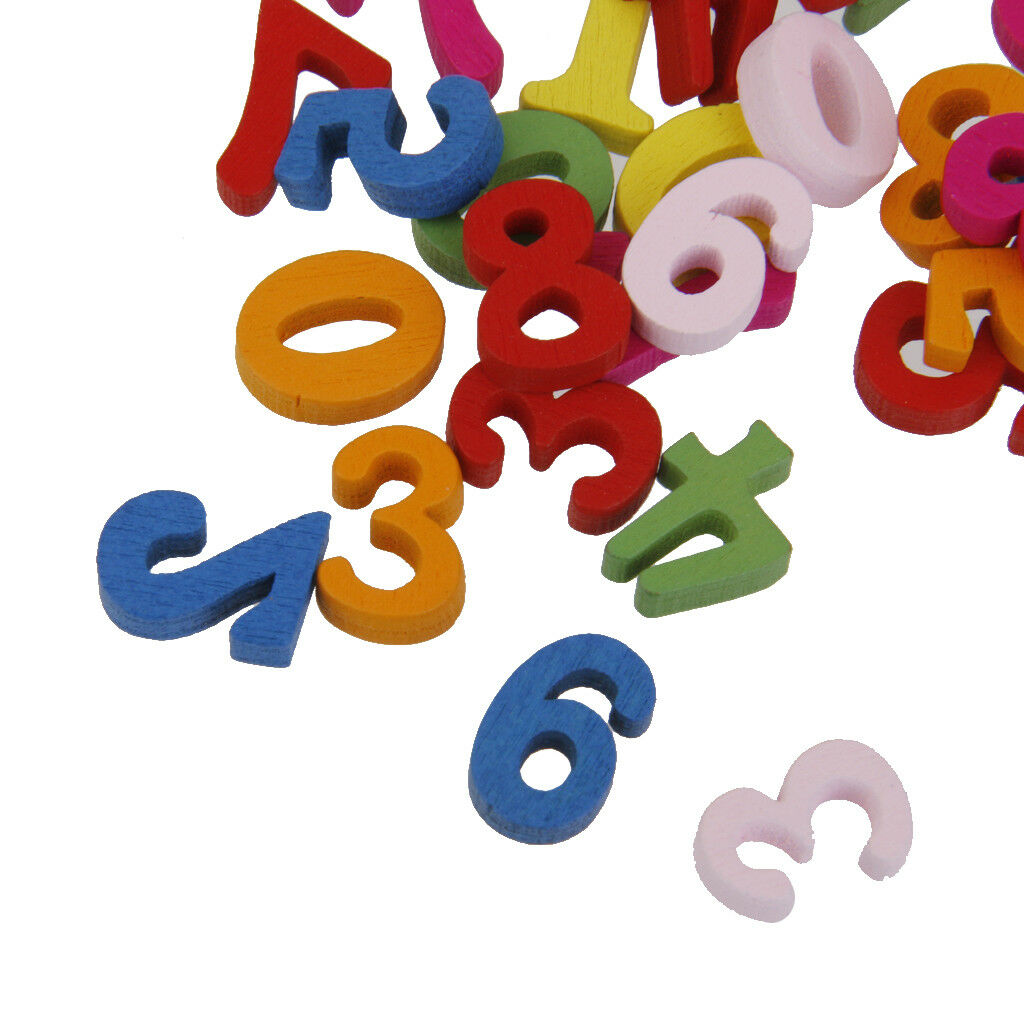 100x Colorful Wooden Number Embellishment for Card Making Scrapbooking Craft