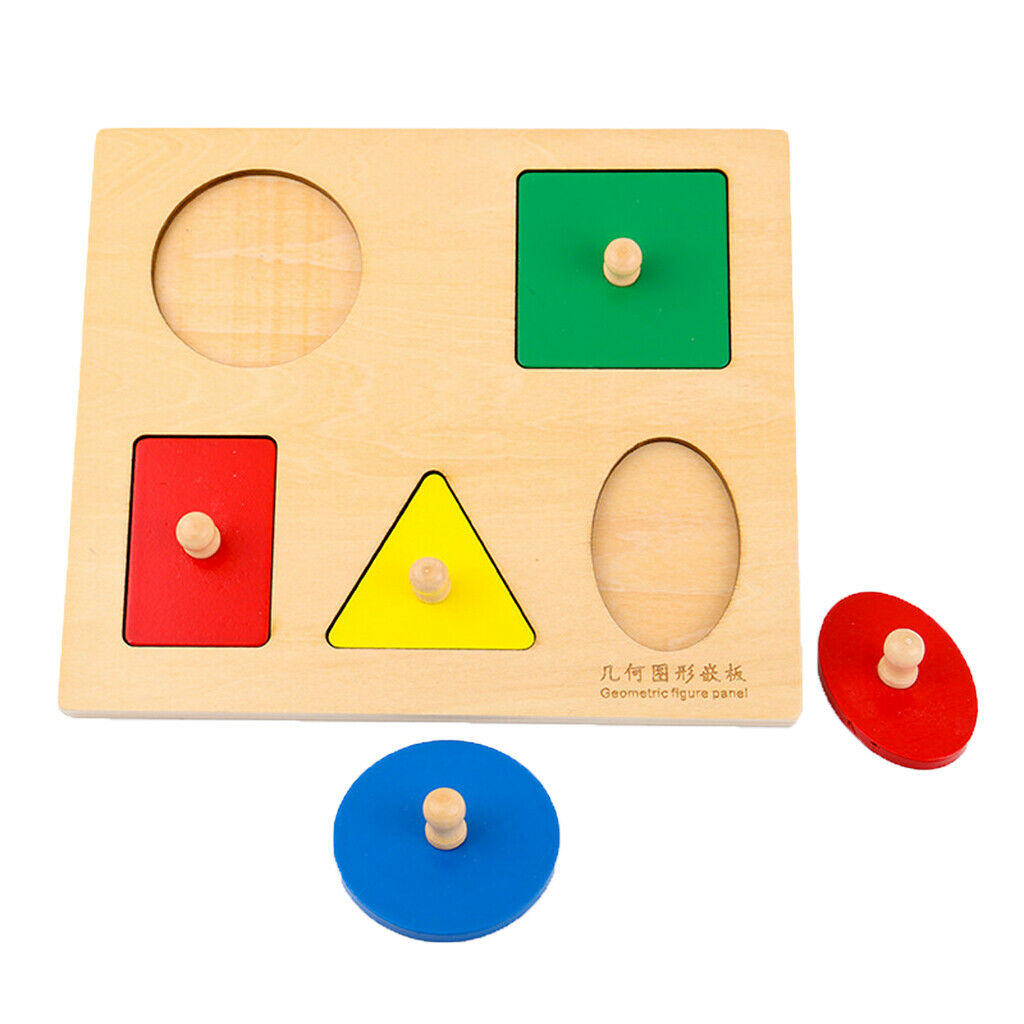 Wooden   Geometry Blocks Sorting Peg Puzzle Jigsaw Game Toddler
