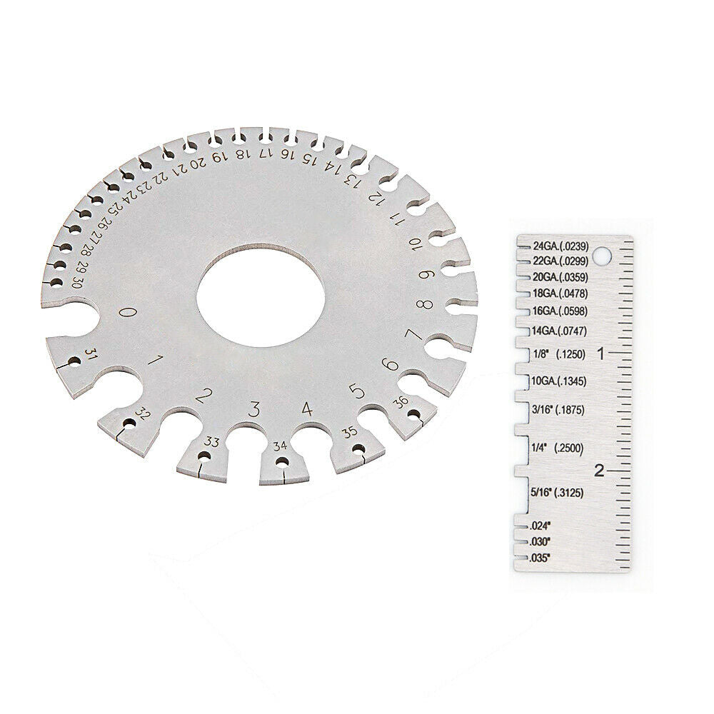 Welding Gauge Wire Round Dual 2 pcs Stainless Steel Metal Sheet Thickness Gauge