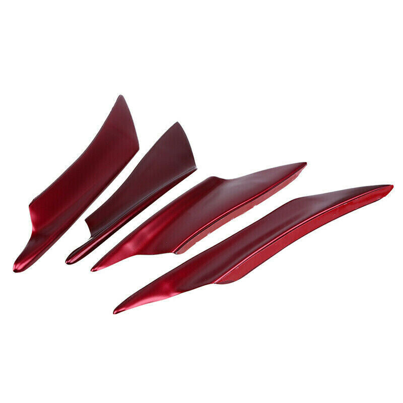 ABS Universal Car Front Bumper Lip Splitter Fins Body Spoiler Canards Red 4x