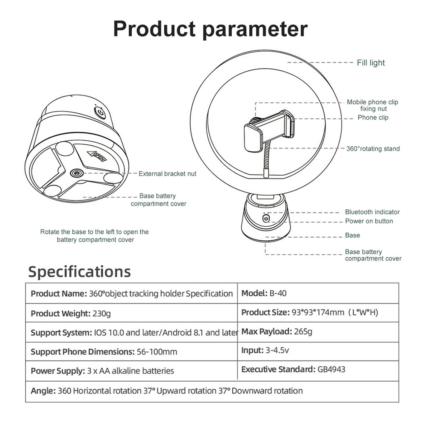 360° AI Phones Gimbal Stabilizer Face Tracking Mobile Phone Stand Holder