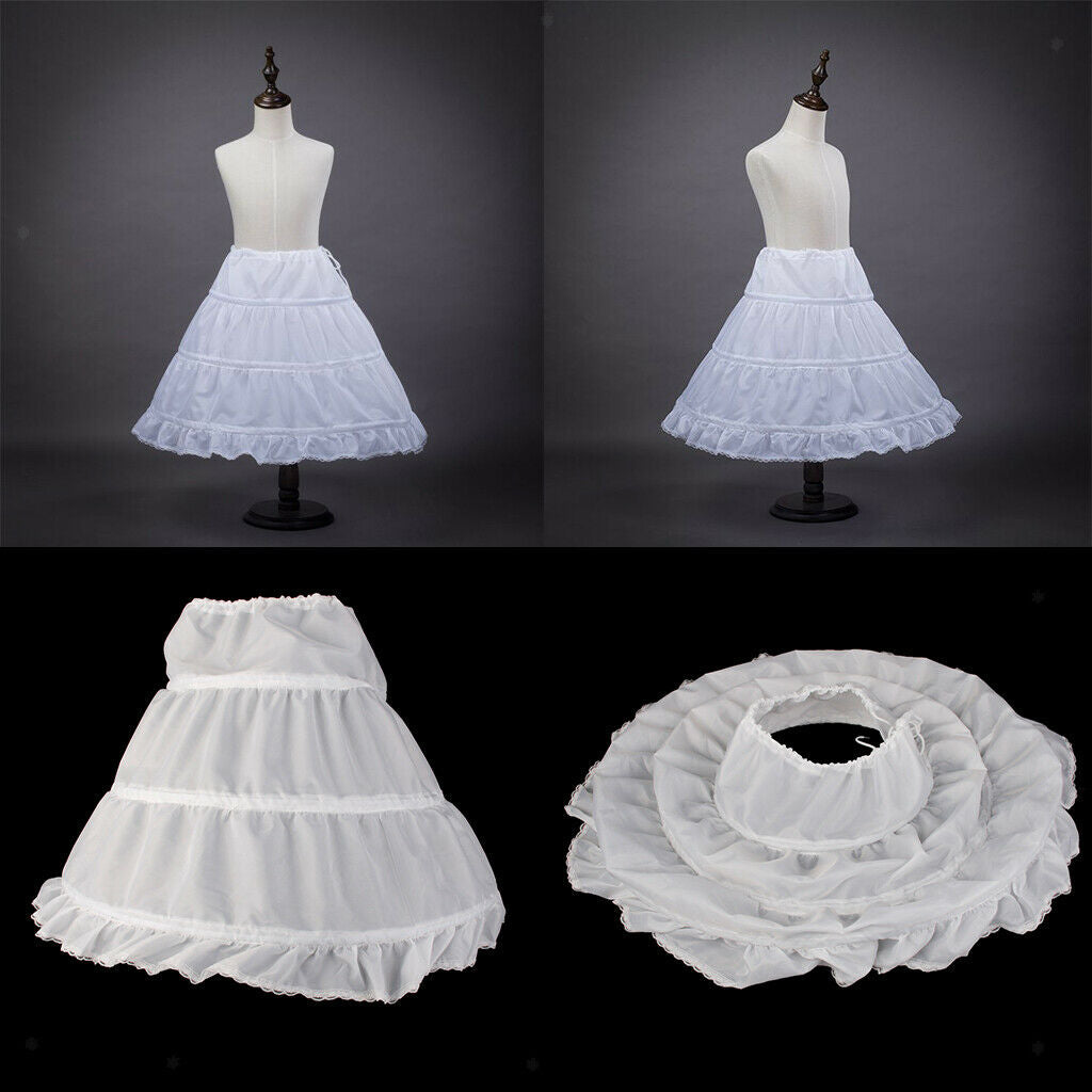 Flower Girl Children A-Line Crinoline Petticoat Slips Underskirt Age 2-14