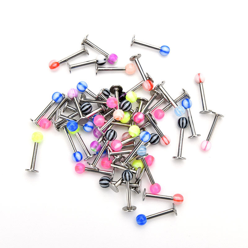 Flossy 10X Stainless Steel Ball Top Lip Studs Ear Rings Tragus Body Pierci.l8
