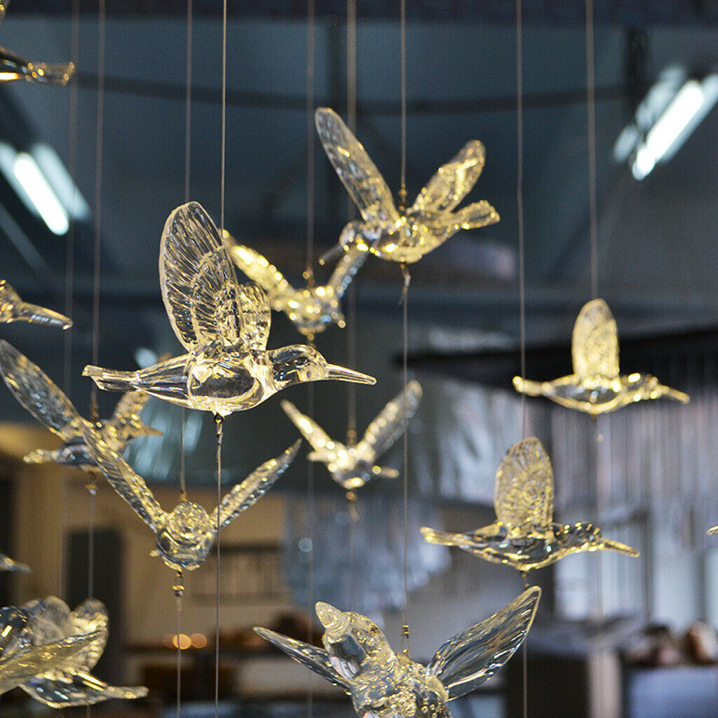 Crystal Acrylic Bird Shaped Home Hanging Ornament Decor 18x13cm Chrome