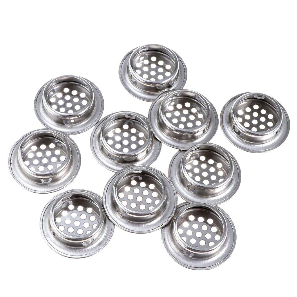 10Pcs Stainless Steel Air Vent Louver Cover Air Fresh for Cabinet-29mm