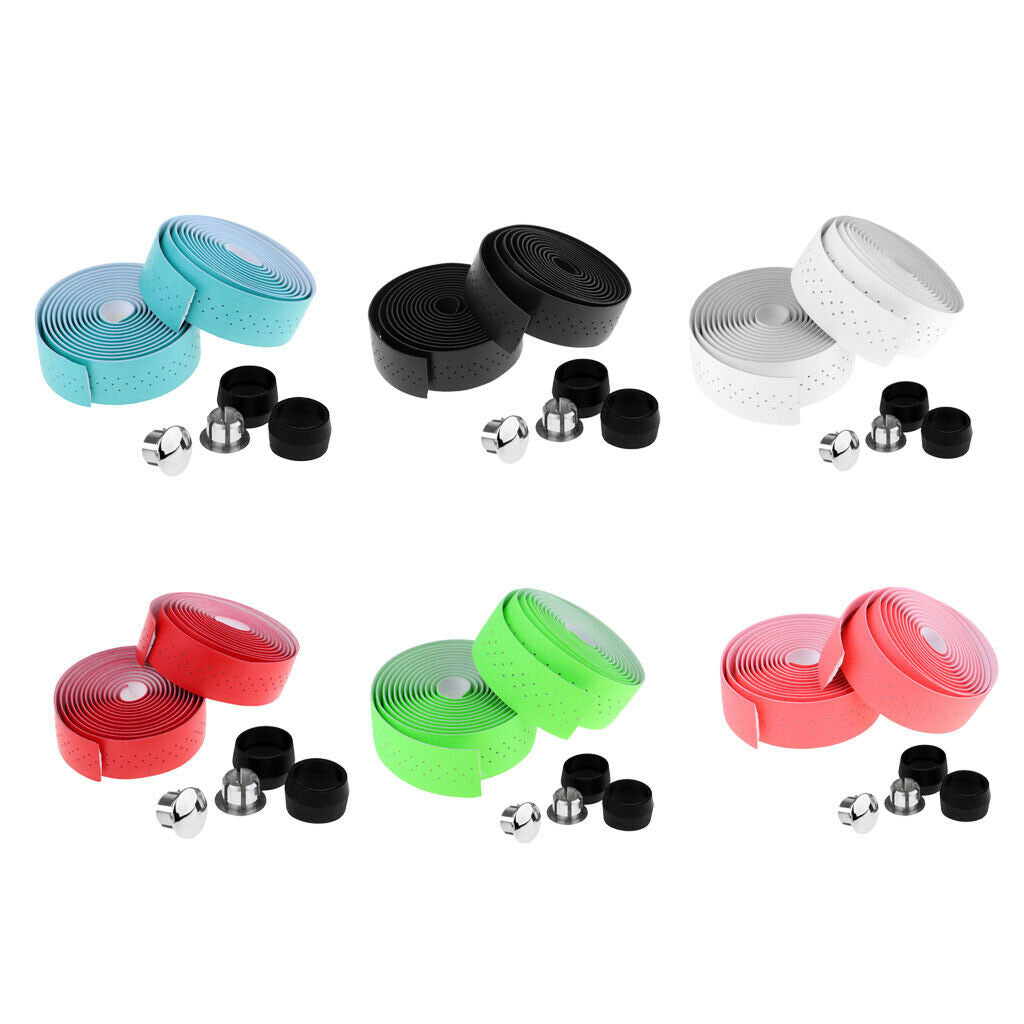 Road Bike Bicycles Non-Slip Handlebar Ribbon Tapes Bar Plugs Accessory Blue