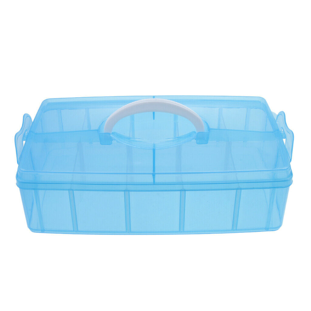 Plastic 10 Slots Jewelry Storage Box Case Crafts Organizer Beads Holder - Blue,