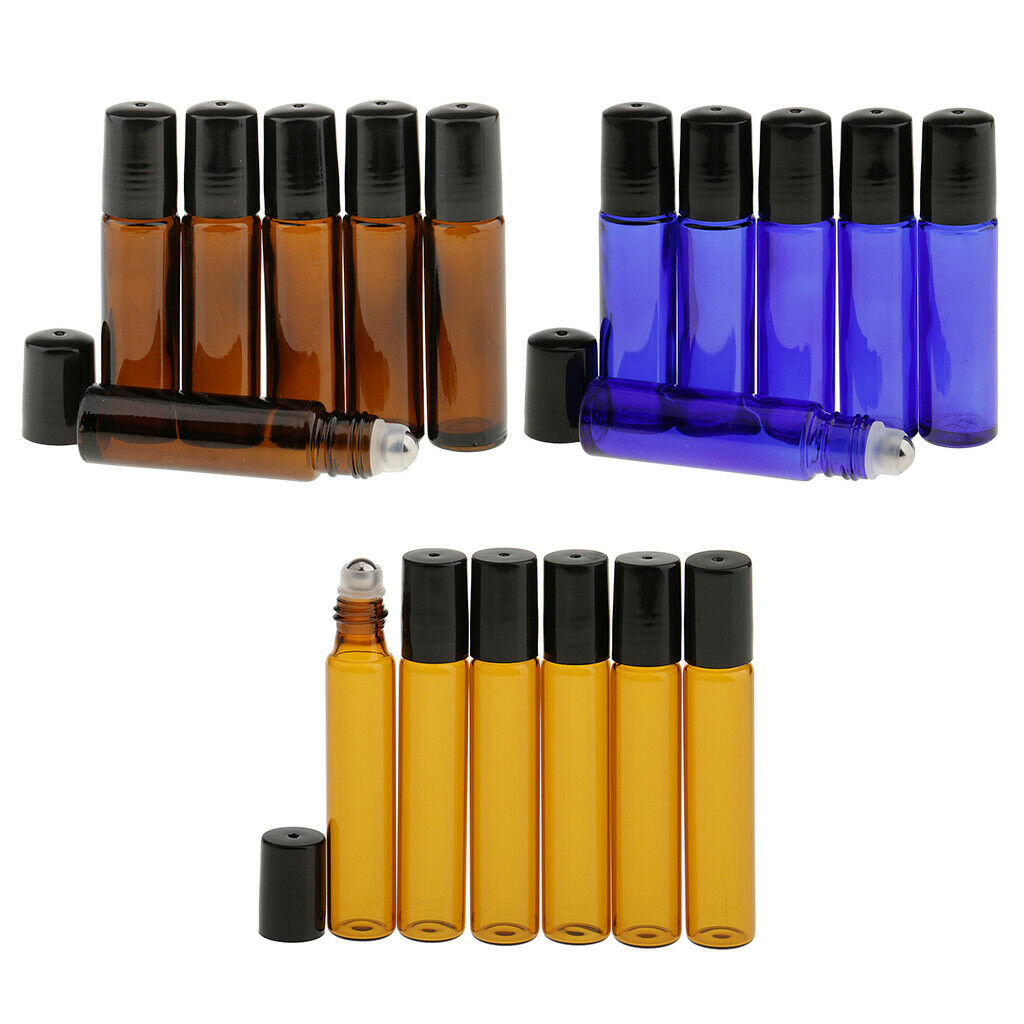 3 Pack 10ml Travel Glass Roller Bottles Tubes Containers for Oils Deodorants