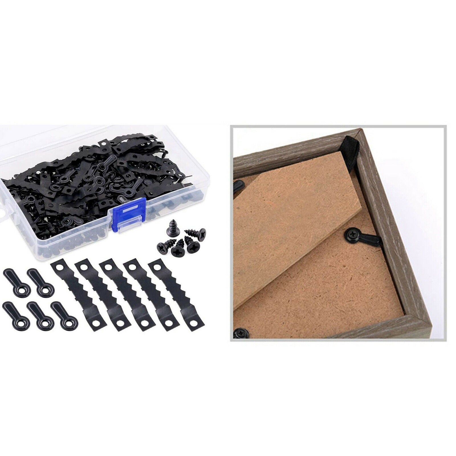 400pcs/set Metal Black Picture Hangers Kit Frame Turn Button for Hanging