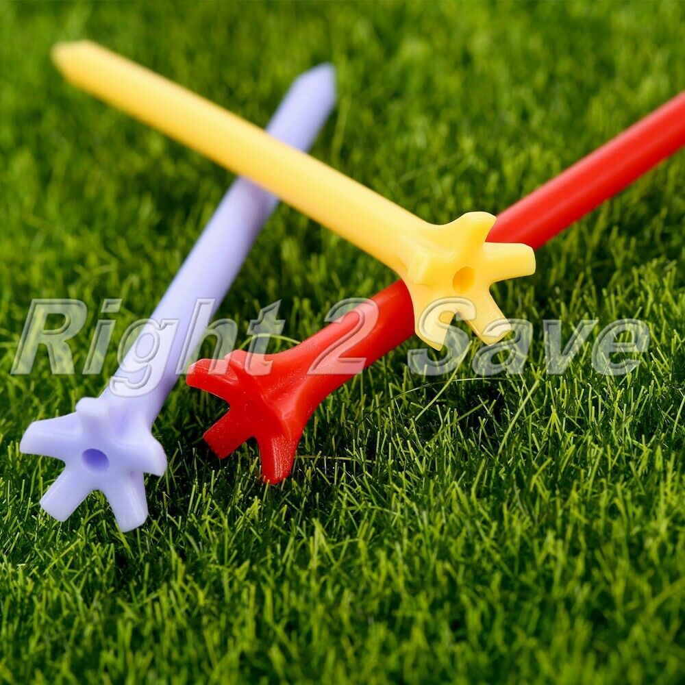 100Pcs 70mm Zero Friction 5 Prong Assorted Color Plastic Golf Tees Tool Practice