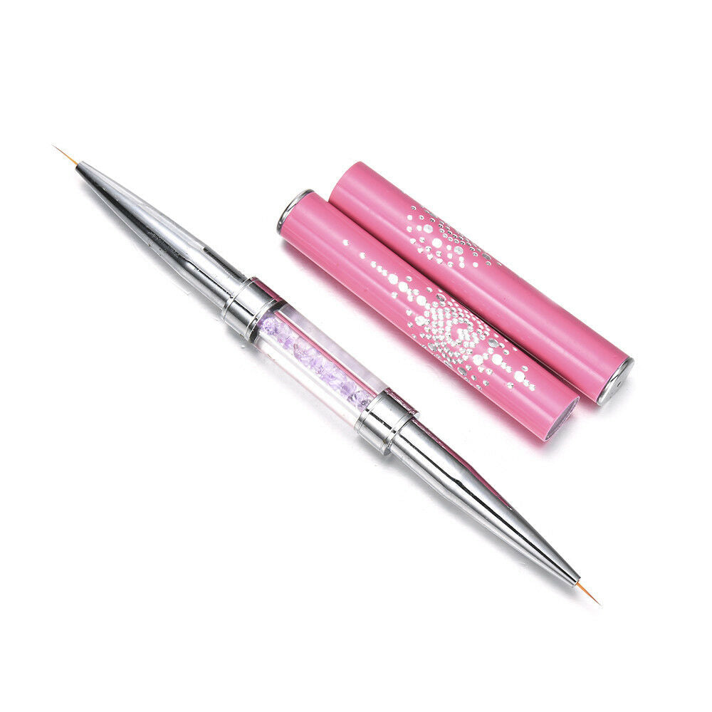 Double Head Nail Art Liner Brush Line Drawing Pen Rhinestone Metal Manicure Tool