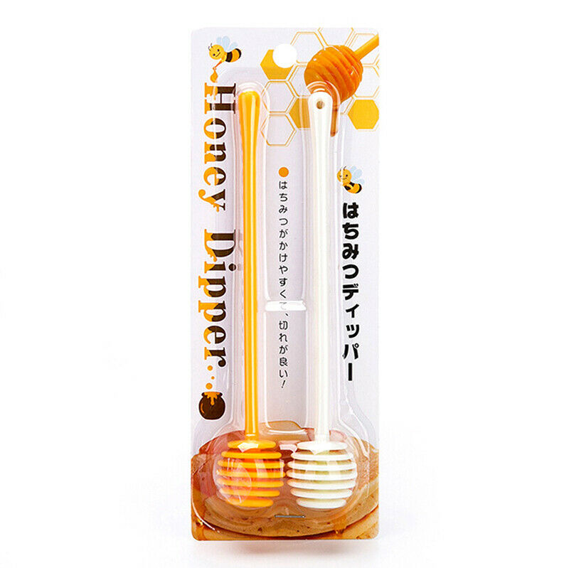 2pcs/set Honey Dipper Honey Stick Stirring Rod Spoon Dip Server Drizzl.l8