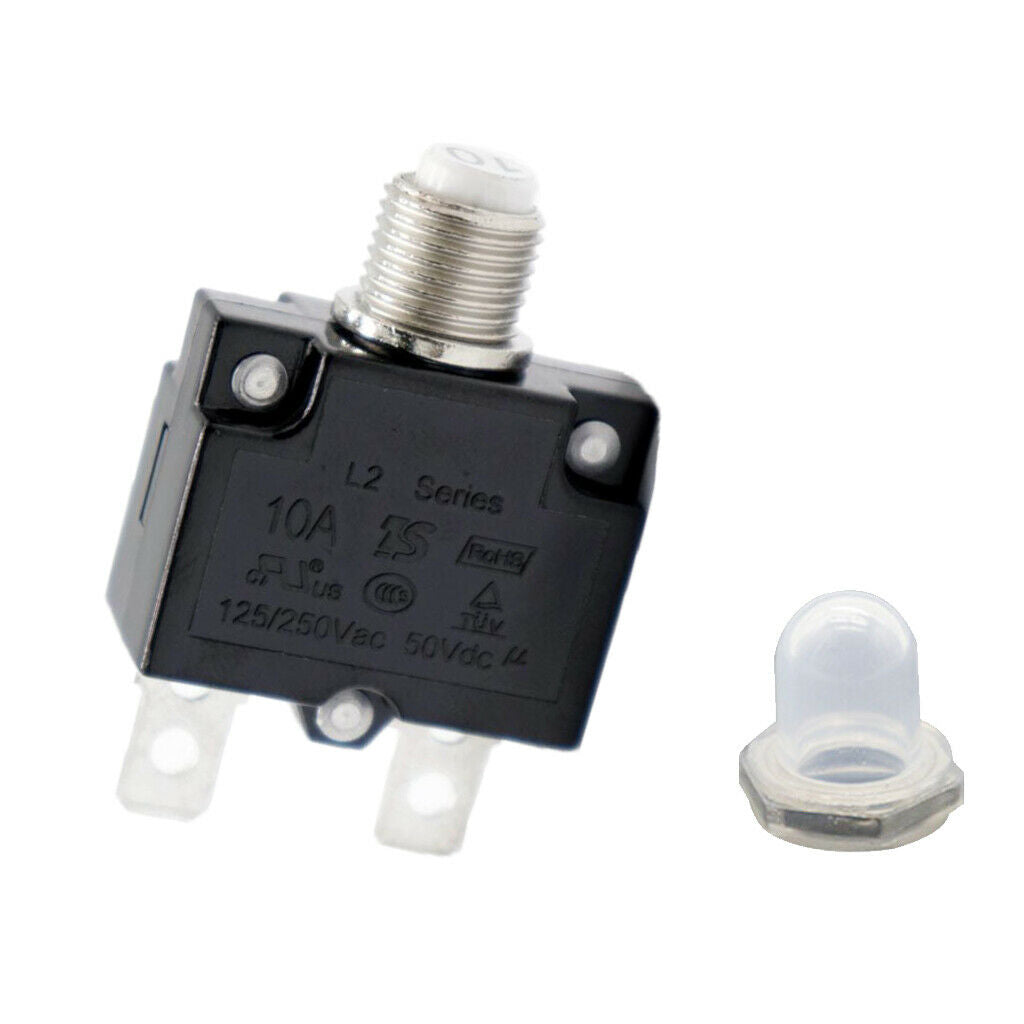 50V DC 10Amp Circuit Breaker Resettable Overload Protector Switch Fuse